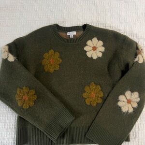 Current Air Green Sweater with Floral Design
